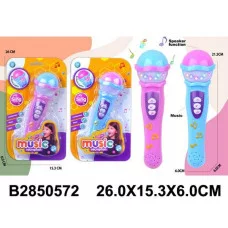 Микрофон на бат., свет. и звук. эффекты, 2 цв. в ассортименте, на блистере 26*6*15,3 см 2850572