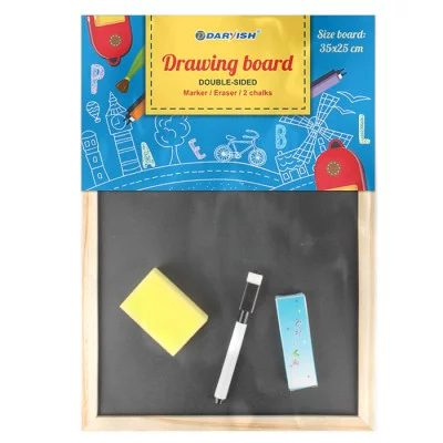 Доска для рисования двусторонняя маркерно-меловая 35*25см + губка маркер 2 мелка DV-9793