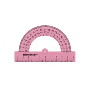 Транспортир пластиковый ErichKrause Candy 180°/10см розовый 57913
