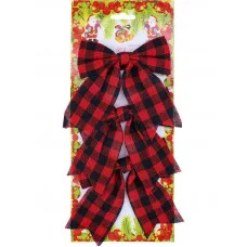 Новогоднее украшение. Набор ёлочных бантов, 3 шт "Клетка", 11*11 см НУ-2287