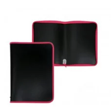 Папка 1 отделение, А4 325х230х25 мм, Пчелка, пластик, без дизайна, молния вокруг, "Черная/Малиновая" ПМ-А4-11