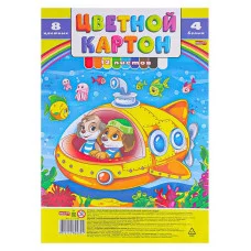 НАБОР ДЛЯ ДЕТ.ТВОРЧЕСТВА Картон цвет А4 12л. ЩЕНКИ ПОД ВОДОЙ (12-0439) КБС, 8цв+4бел TM"Profit" 12-0439