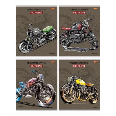 Тетрадь КЛЕТКА 96л. 1шт БЕЗУПРЕЧНЫЙ МОТОЦИКЛ обл- мелов.картон, второй блок TМ"Remix ПП-002003