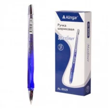 Ручка шариковая на масляной основе Alingar "Maxliner", 0,7 мм, синяя, игольчатый наконечник, грип,  круглый, цветной, пластиковый корпус AL8929