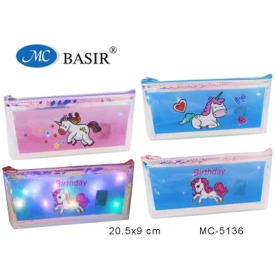 Пенал-косметичка МС-5136 "ЕДИНОРОГ"; из синтетич. материала,полупрозрачный(гладкий, перламутровый),