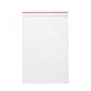 Пакет упаковочный с замком Zip Lock 80x100 мм, ПНД, 35 мкм, прозрачный, с красной полосой на zip-застежке, 100 шт в упаковке 9054204