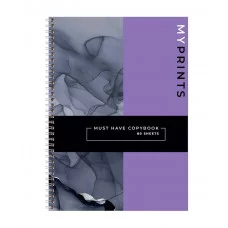 Тетрадь 80л., А4 клетка на гребне BG "My prints", матовая ламинация, твердая обложка 341865