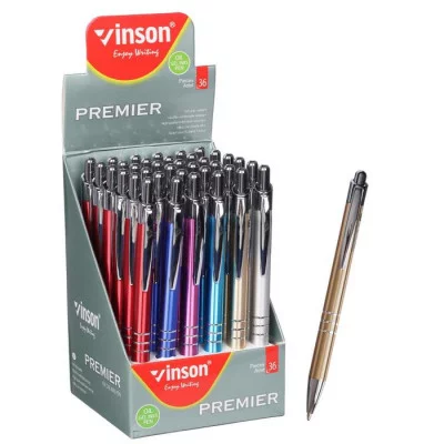 Ручка шариковая автоматическая 0,7мм синяя масляная,Vinson корпус МИКС металлический 5297889