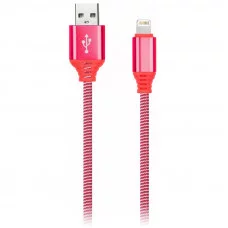 Кабель Smartbuy iK-512NS, USB (AM) - Lightning (M) , для Apple, в оплетке, 2A output, 1м, красный 321347