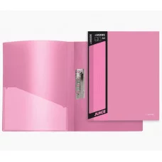 Папка с боковым прижимом "Juicy" A4, 450 мкм, фактура "песок" внешний карман со сменной этикеткой, внутренний карман, индивидуальная маркировка, непрозрачная розовая 3110702