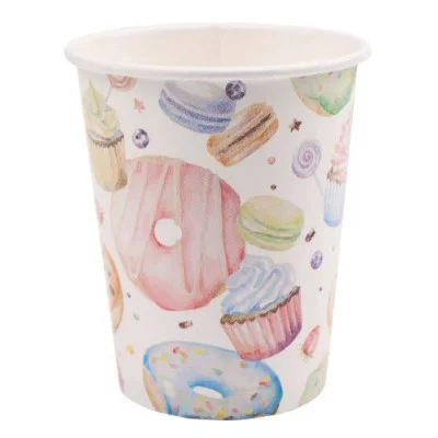 Стаканы бумажные Пончики (250 мл, 6 шт) флоупак ФЛ-0954