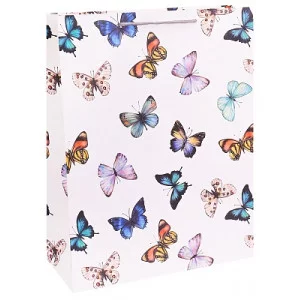 Dream cards Пакет подарочный с мат.лам. 31х42х12см (XL) Разноцветные бабочки, 210 г ПКП-2639