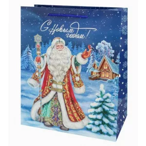 Dream cards Пакет подар. с мат.лам. и глит. 26 4х32 7х13 6 см (L) Дедушка Мороз 190г ППК-2338