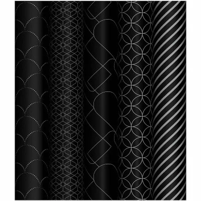 Упаковочная бумага 1 рулон, глянц. 70*100см, MESHU "Pattern on black", 80г/м2 358115