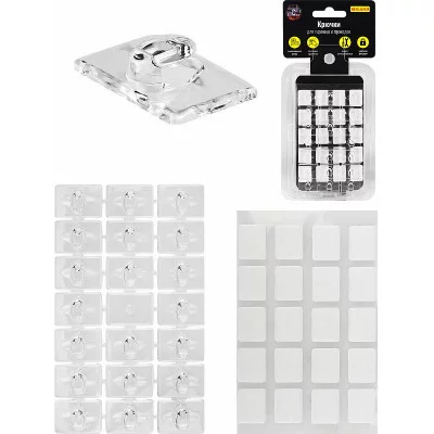 Набор самоклеющихся крючков (для гирлянд) прозрачные 1 3х1 9 см 20 шт (Собс. разраб.) СКЧ-3217