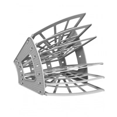 Лоток для бумаг веерный СТАММ "Эконом", 6-ти секционный, серый 324113