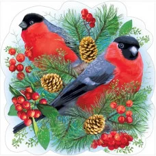 Украшение на скотче снегири с ветками 079.329