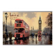 Альбом для рисования А4 40л., Alingar, на скрепке, мелованный картон (стандарт), 100 г/м2,  "Акварельный город", 2 дизайна в пленке т/у AL10774