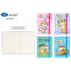 Блокнот детский на резинке ТИГРЫ яркая, цветная обложка А6 7БЦ линия МС-5500