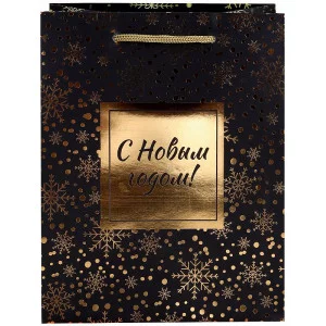 Dream Cards Пакет подар.с мат.лам.и тис.ф.18x23x10см(M)Золотистый снегопад,190г(собс.раз.) ПКП-6641