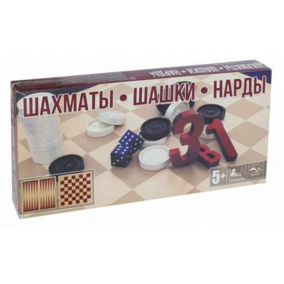 Игра "3в1" Шахматы, Шашки, Нарды в коробке (10101030/250220/0002159, Украина)