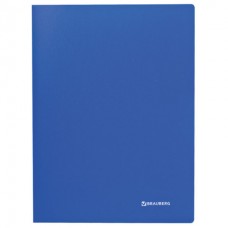 Папка с пластиковым скоросш. BRAUBERG Office, синяя, до 100 листов, 0,5мм, 222644