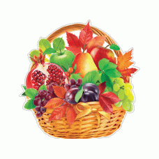 Открытка для украшения на скотче Корзина с ягодами, фруктами 00059