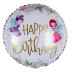 Шар (18\'\'/46 см) Круг, С Днем Рождения (маленькие феи), 1 шт. 23191