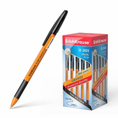 Ручка шариковая ErichKrause R-301 Stick&Grip Orange 0.7, цвет чернил черный 39533