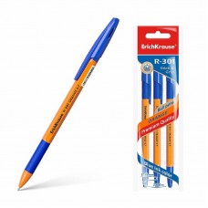 Набор из 3 ручек шариковых ErichKrause R-301 Stick&Grip Orange 0.7, цвет чернил синий 42752