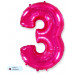 Шар (40\'\'/102 см) Цифра, 3, Фуше, 1 шт. в уп. B901763F