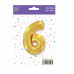 Шар (40\'\'/102 см) Цифра, 6, Золото, 1 шт. в уп. B901766O
