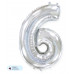 Шар (40\'\'/102 см) Цифра, 6, Серебро, 1 шт. в уп. B901766P