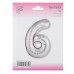 Шар (40\'\'/102 см) Цифра, 6 Slim, Серебро, 1 шт. в уп. B901916P