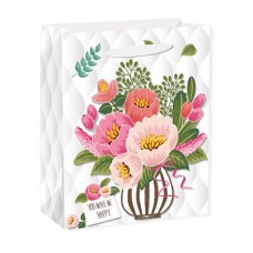 Dream cards Пакет подарочный с мат. лам. Букет из розовых цветов 31x42x12 см (XL),210 г ППД-9665