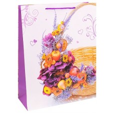 Dream cards Пакет подарочный с мат.лам. 31х40х12см (XL) Корзина с оранжевыми цветами, 210 г ПКП-2624