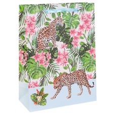 Dream cards Пакет подарочный с мат.лам. 31х40х12см (XL) Леопард в тропиках, 210 г ПКП-3173