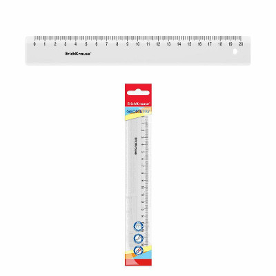 Линейка пластиковая ErichKrause Clear, 20см, прозрачный 49498