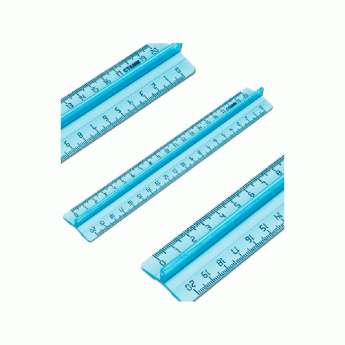 Линейка 20см Стамм "Cristal", прозрачная голубая, с держателем Стамм 229853