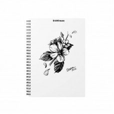 Тетрадь общая с пластиковой обложкой на спирали ErichKrause Blossom, Black and White, А5, 80 листов, клетка 54118