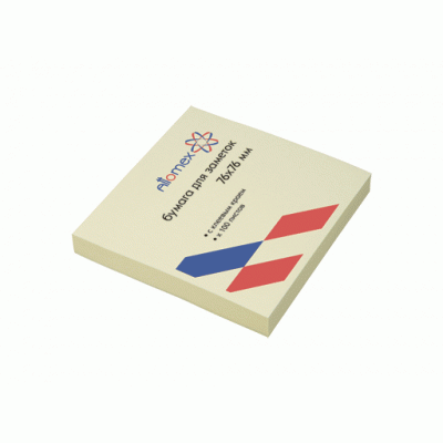 Блок самоклеящийся стикеры 76*76 100л желтый ATTOMEX 2010303 581572