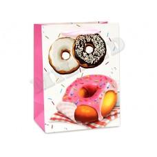 Dream cards Пакет подарочный с глянц.лам.и глиттером 32х26х12см(L)Разноцветные пончики,210г ПП-0205ПП-0205