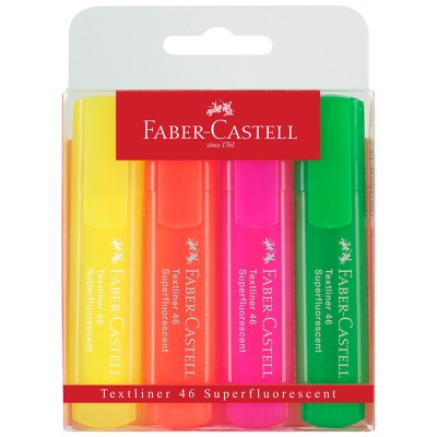 Набор текстовыделителей Faber-Castell "46 Superfluorescent" 4 флуоресцентных цв., 1-5мм, пластик. уп 286175