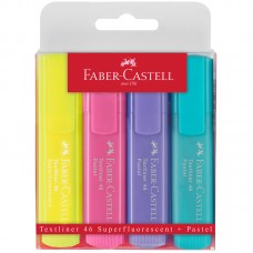 Набор текстовыделителей Faber-Castell "46 Superfluorescent+Pastel" 2 флуоресц.цв.+2 пастел.цв., 1-5м 286176