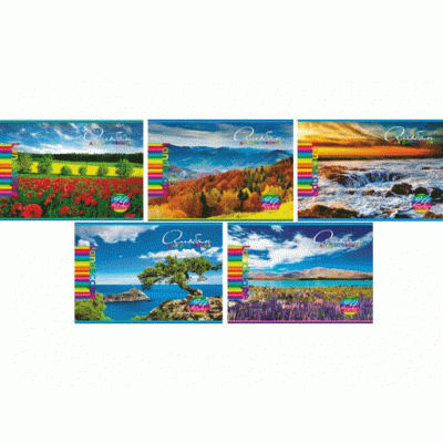 АЛЬБОМ для рисования 24л А4ф на скобе тиснение серия -Яркие краски природы- Аль2658