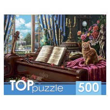 TOPpuzzle. ПАЗЛЫ 500 элементов. ХТП500-6829 Рояль и кот