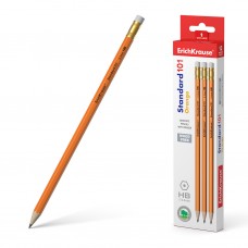 Пластиковый чернографитный шестигранный карандаш с ластиком ErichKrause® Standard 101 Orange HB  55262