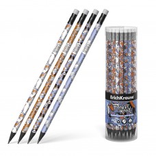 Чернографитный трехгранный карандаш с ластиком ErichKrause® Tulips HB 55265