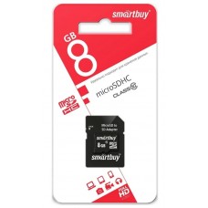 Карта памяти MicroSDHC 8 Gb SmartBuy class 10 б/ад 40881