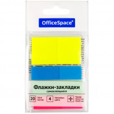 Флажки-закладки OfficeSpace, 45*12мм* 3цв.,+ 45*25мм* 1цв., по 20л., неоновые цвета, европодвес 314712